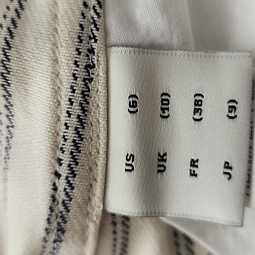NWT Adam Lippes Stripe Caind Cotton Denim Wide Leg Ankle Pants In Canvas/Indigo - Picture 12 of 13